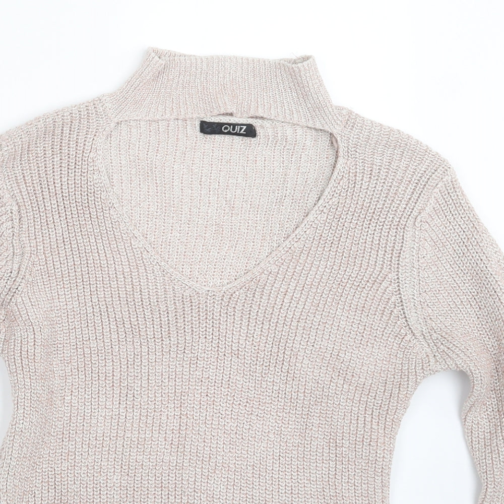 Quiz Womens Pink  Knit Pullover Jumper Size S