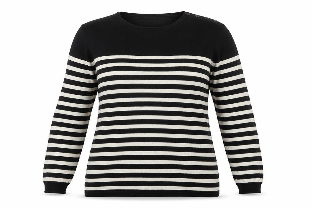 H&M Womens Black Striped Knit Pullover Jumper Size M