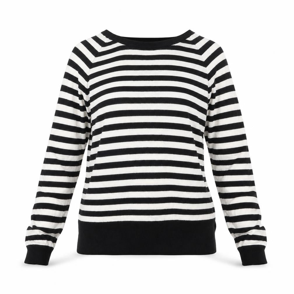 Marks & Spencer Womens Black Striped Knit Pullover Jumper Size 14