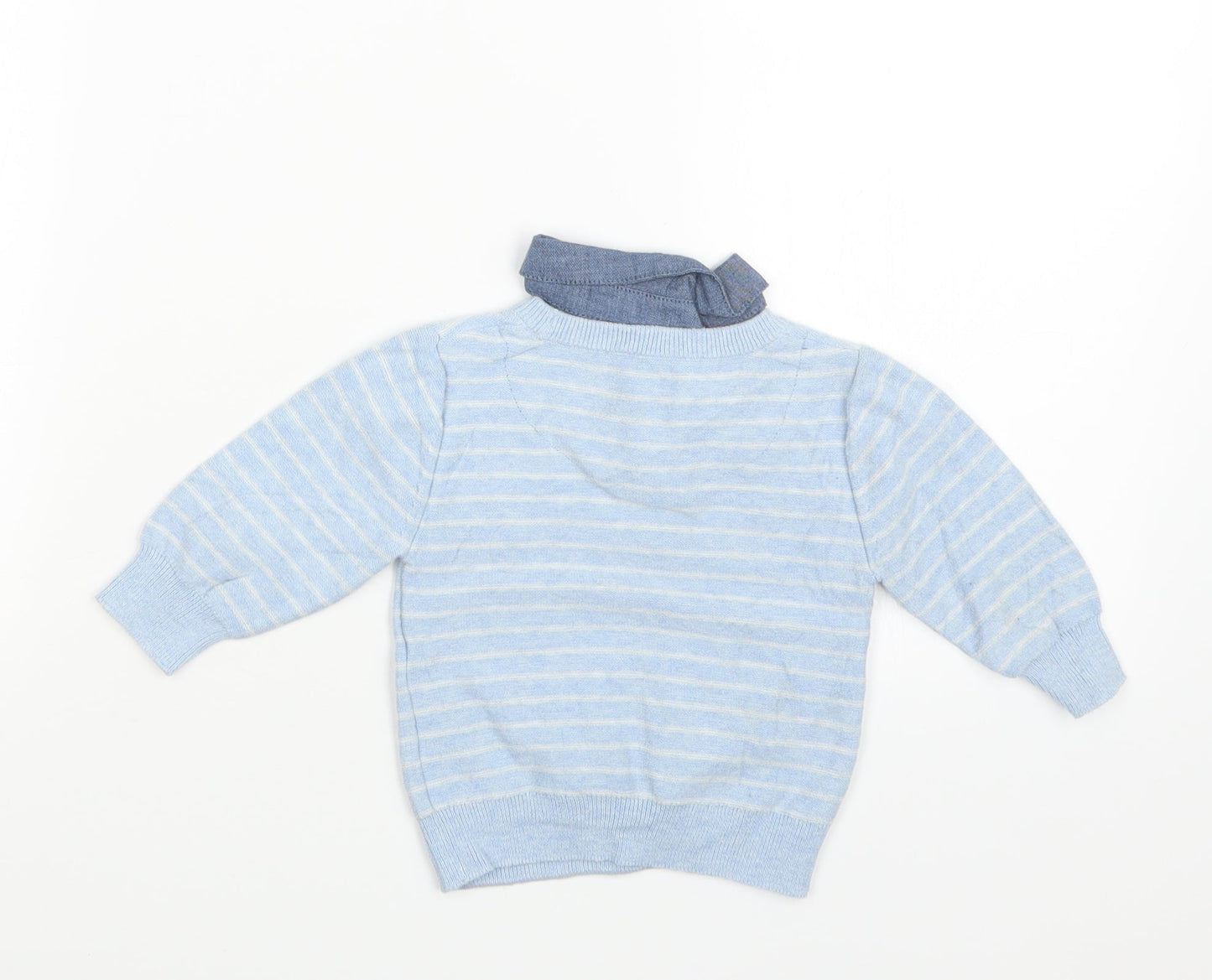 NEXT Boys Blue Striped Knit Pullover Jumper Size 6-9 Months