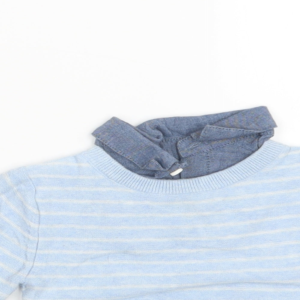 NEXT Boys Blue Striped Knit Pullover Jumper Size 6-9 Months