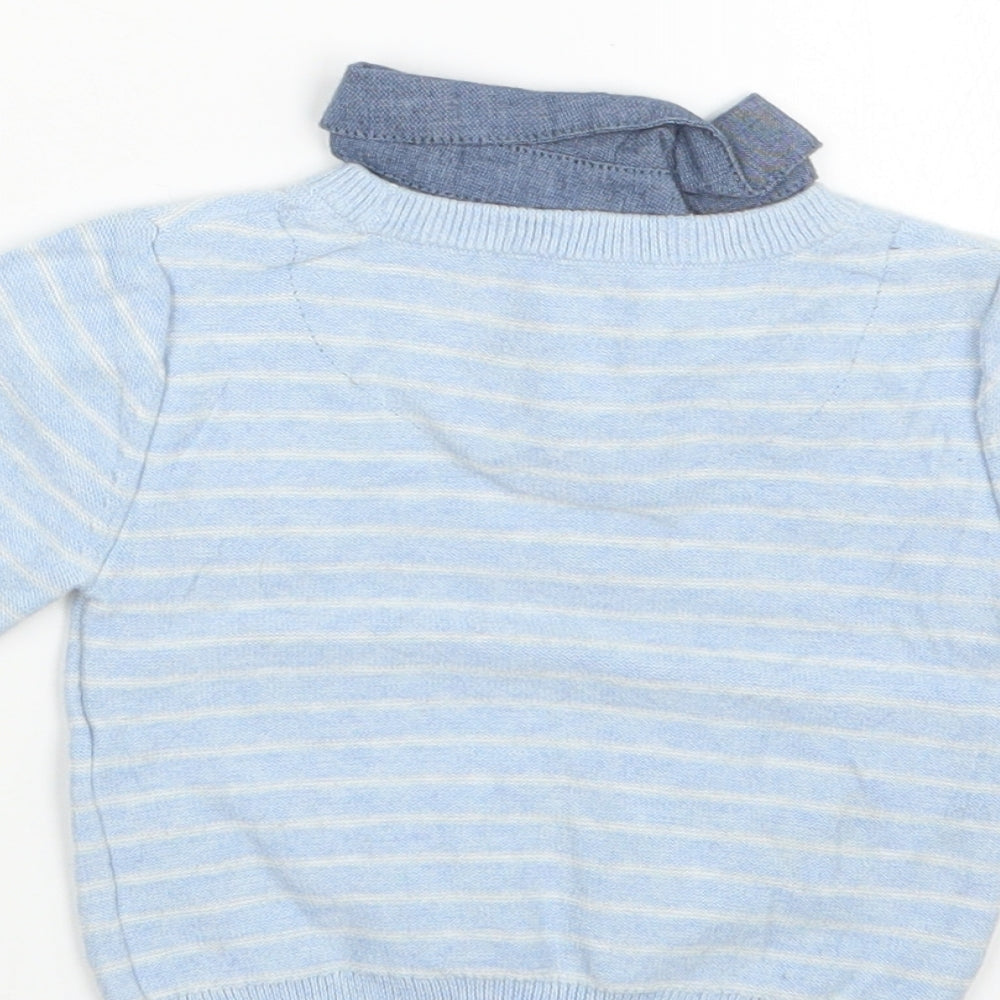 NEXT Boys Blue Striped Knit Pullover Jumper Size 6-9 Months
