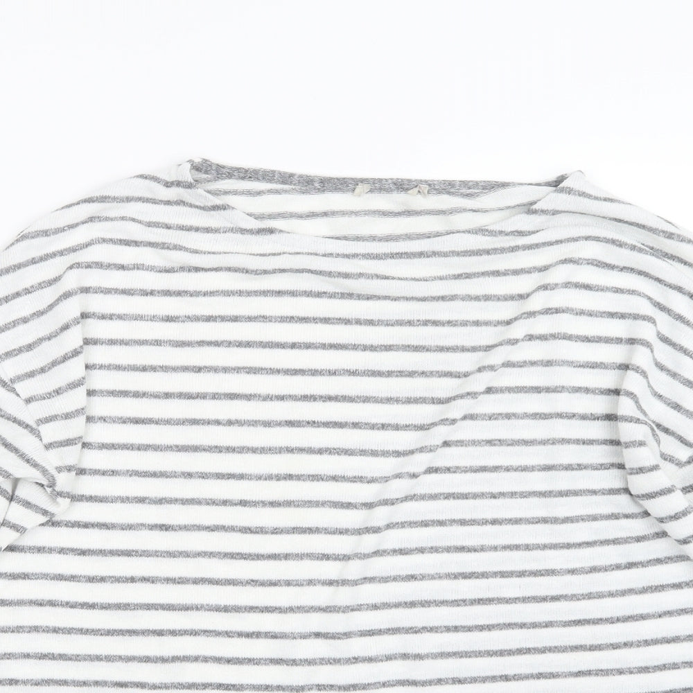 TU Womens Grey Striped Knit Pullover Jumper Size 12