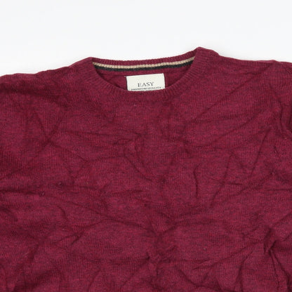 Close-up detail of Easy men’s purple knit jumper, size M