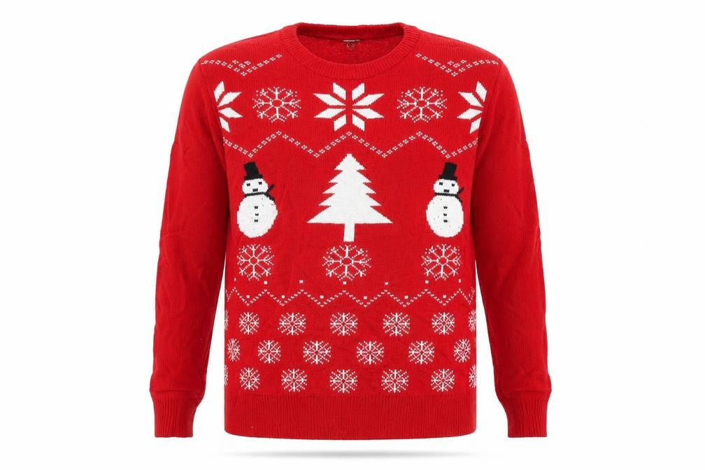 Oak Valley Mens Red Geometric Knit Pullover Jumper Size L  - Snowman
