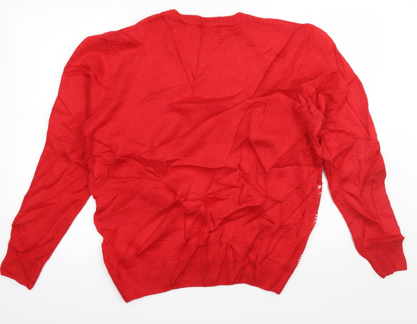 Oak Valley Mens Red Geometric Knit Pullover Jumper Size L  - Snowman