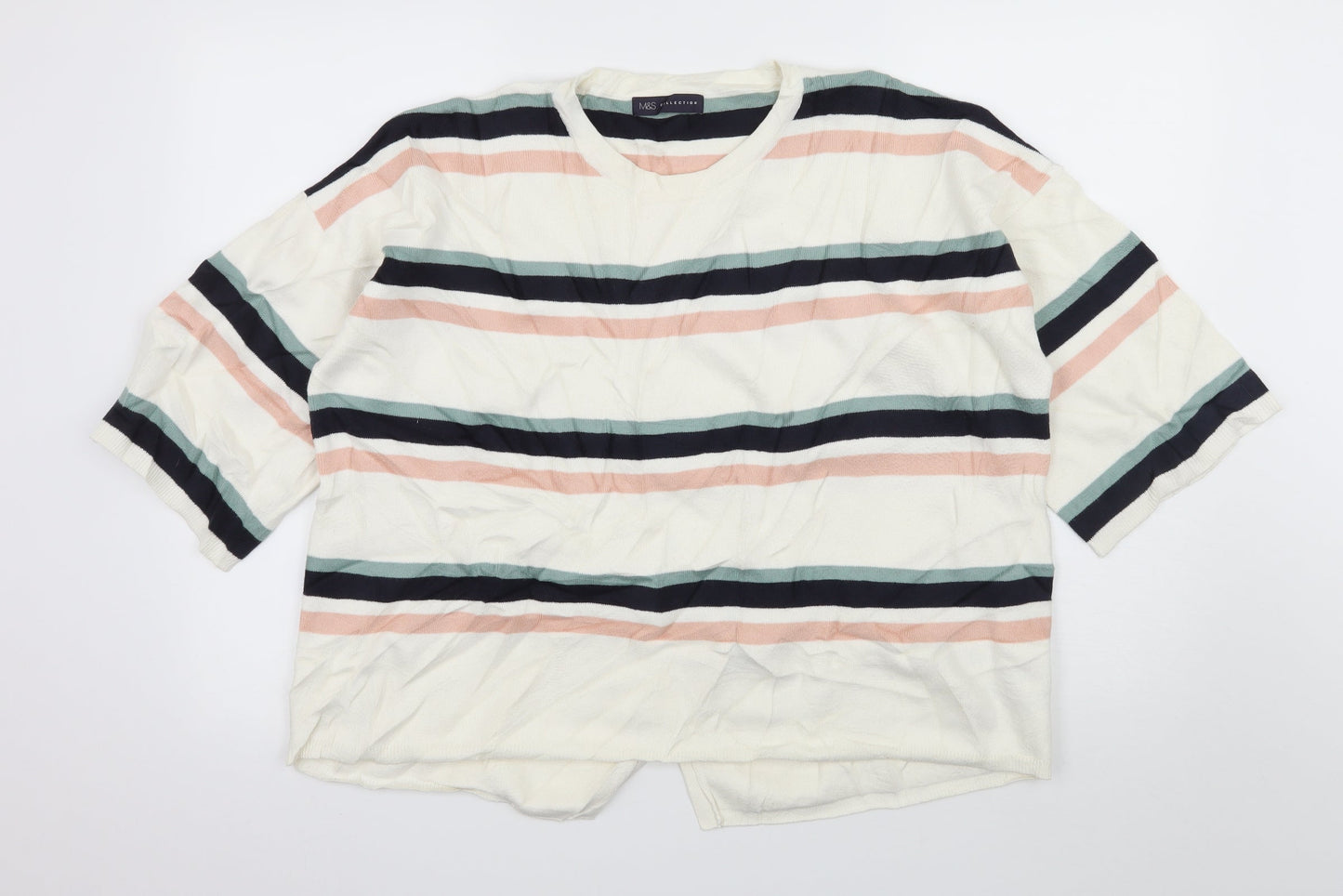 Marks and Spencer Womens Ivory Striped Knit Pullover Jumper Size L