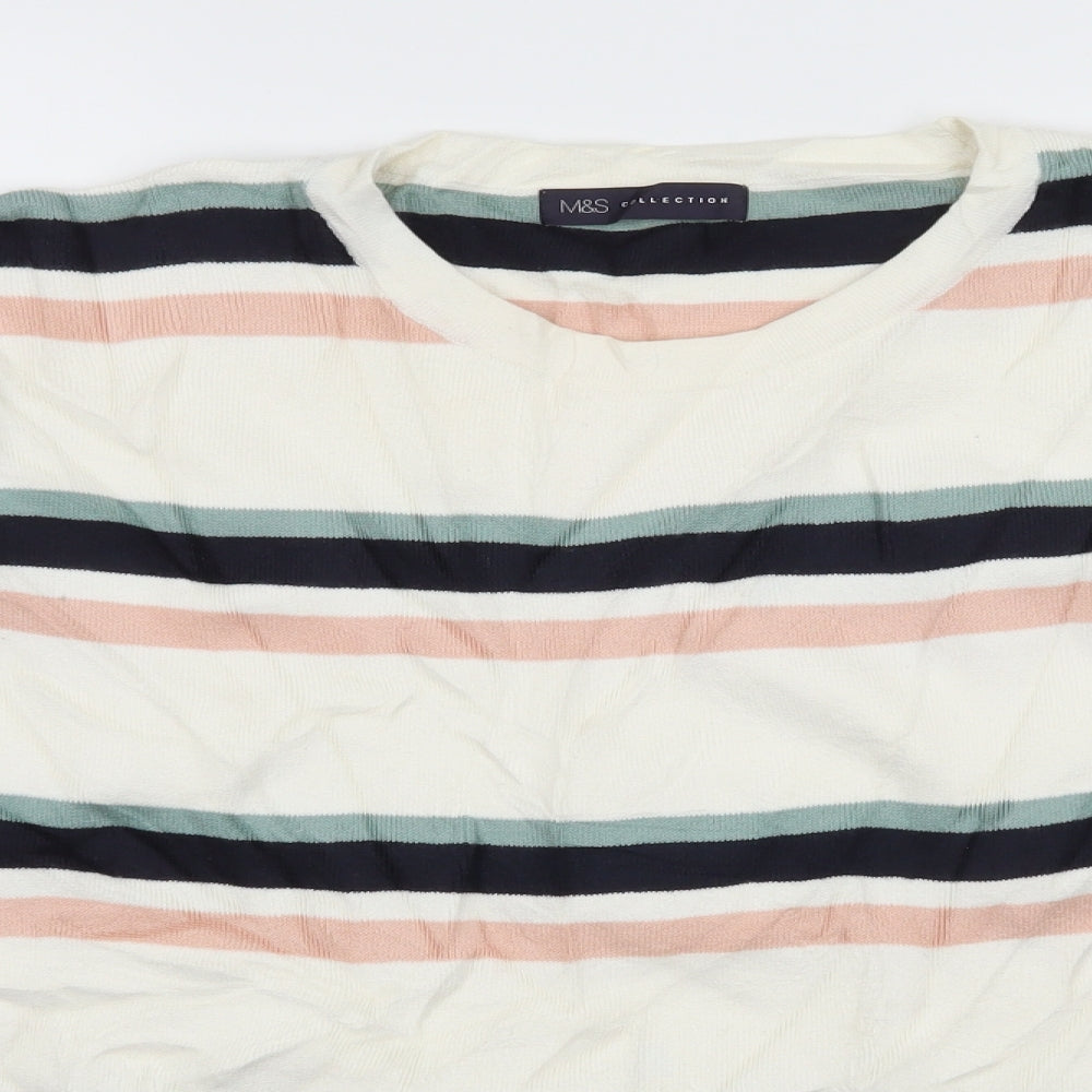 Marks and Spencer Womens Ivory Striped Knit Pullover Jumper Size L