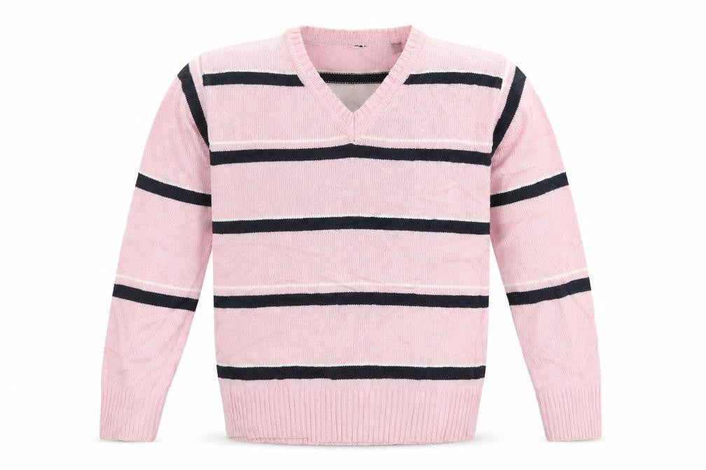 Preowrn Boys Pink Striped Knit Pullover Jumper Size L