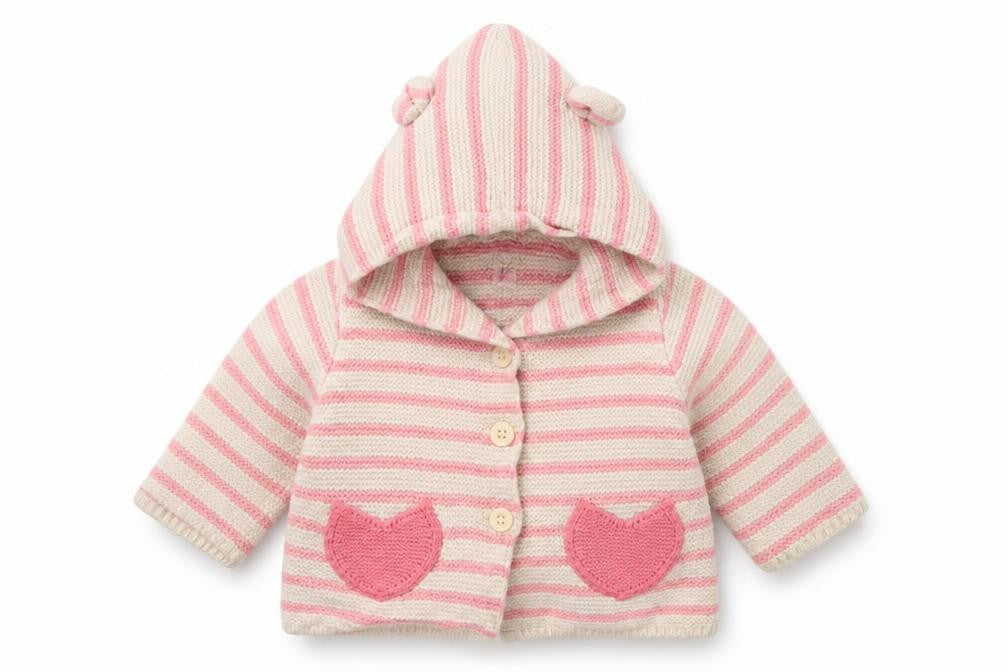 Gap Girls Ivory Striped Knit Cardigan Jumper Size 3-6 Months