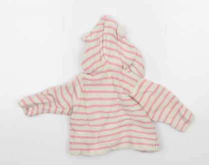 Back view of Gap girls’ ivory striped knit cardigan jumper, size 3-6, months