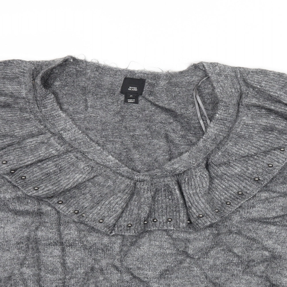 River Island Womens Grey  Knit Pullover Jumper Size M