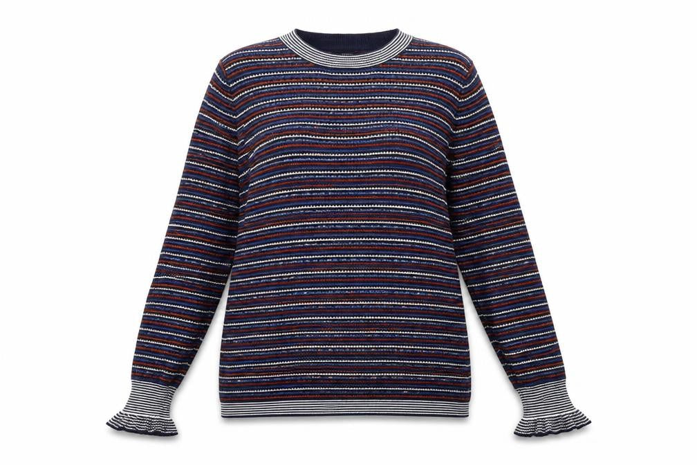 Papaya Womens Blue Striped Knit Pullover Jumper Size 8