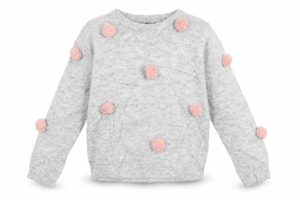 Primark Girls Grey Polka Dot Knit Pullover Jumper Size 7-8 Years