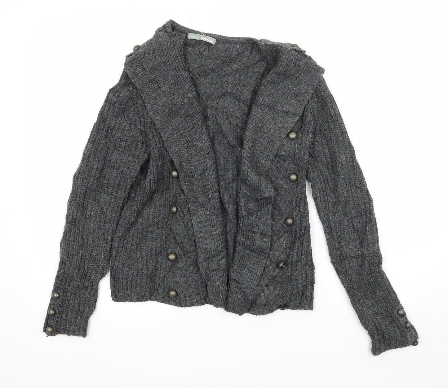 Marks and Spencer Womens Grey  Knit Cardigan Jumper Size 8