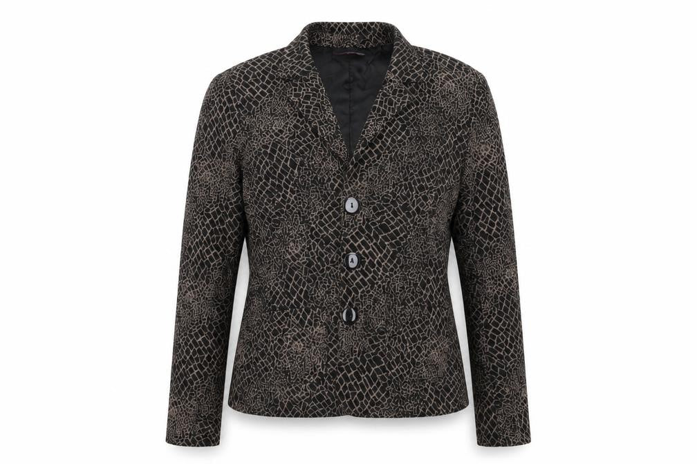 e@m Womens Black Animal Print  Jacket  Size 14
