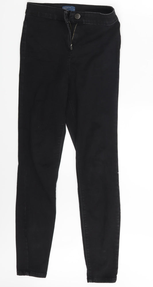 Papaya Womens Black  Denim Skinny Jeans Size 8 L25 in