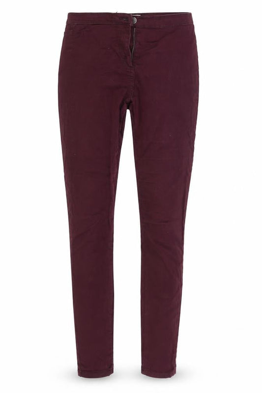 Front view of Denim Co. women’s purple denim skinny jeans, size UK 8, 27-inch leg