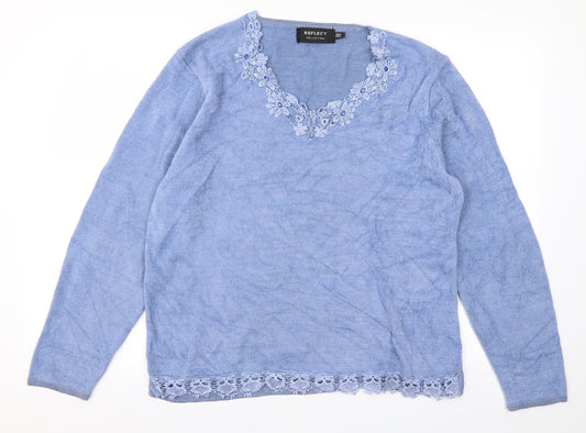 Reflect Womens Blue  Knit Pullover Jumper Size M