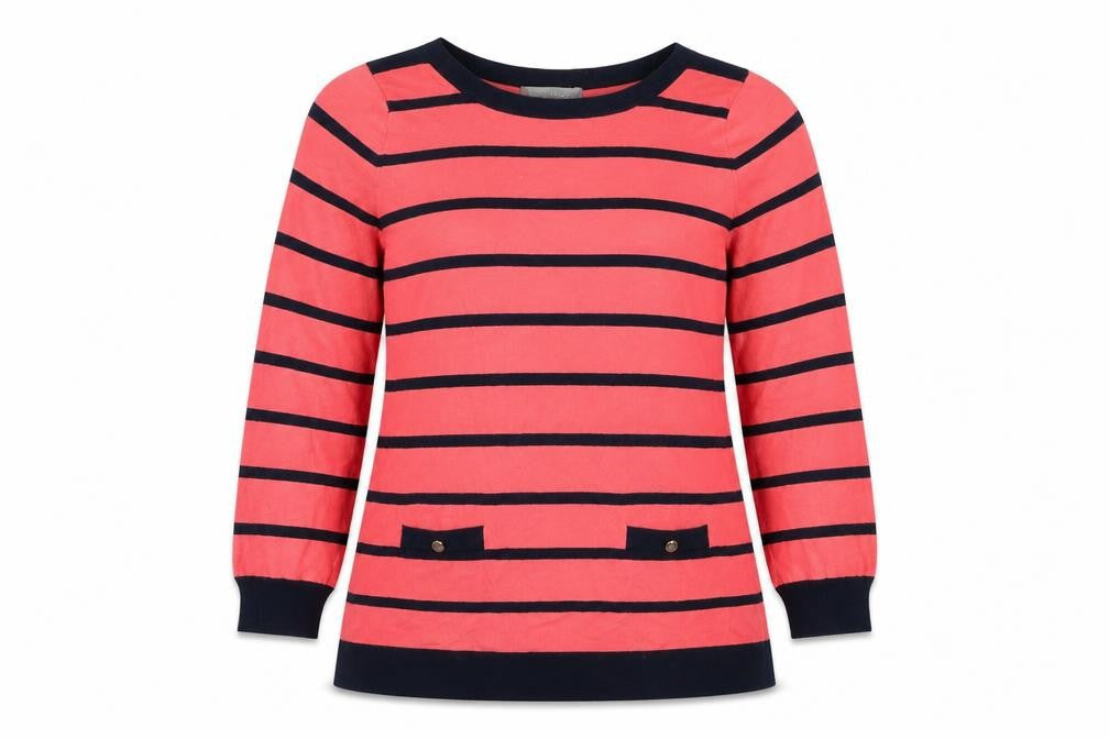 Marks & Spencer  Womens Pink Striped Knit Pullover Jumper Size 14
