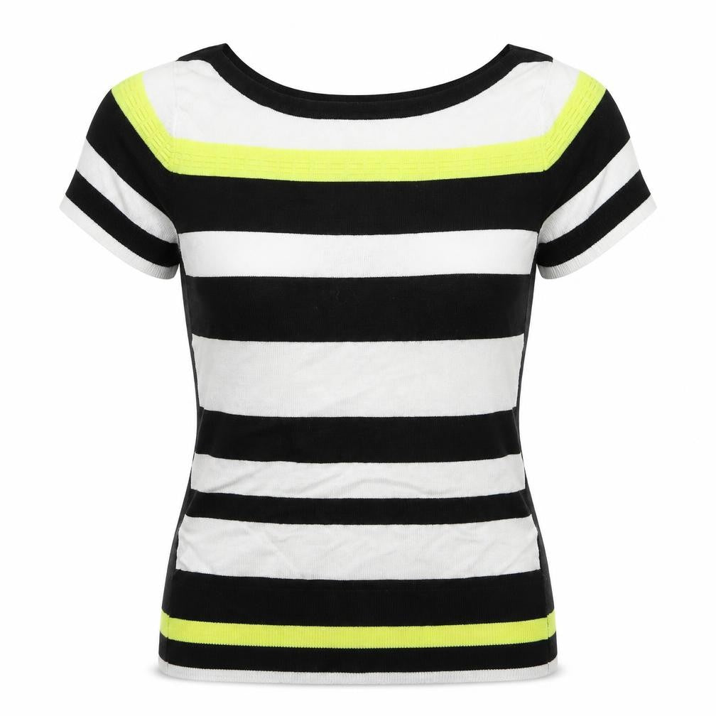 Principleas Womens Black Striped Knit Pullover Jumper Size 10