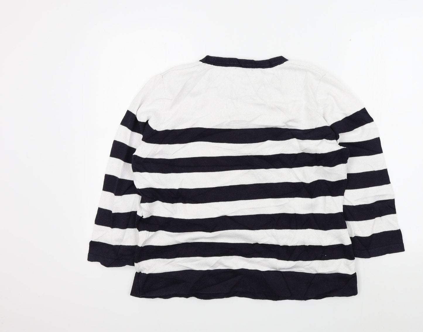 cc Womens White Striped  Pullover Jumper Size L