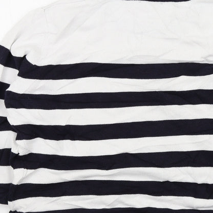 Preloved cc Womens White Striped  Pullover Jumper Size L - Label