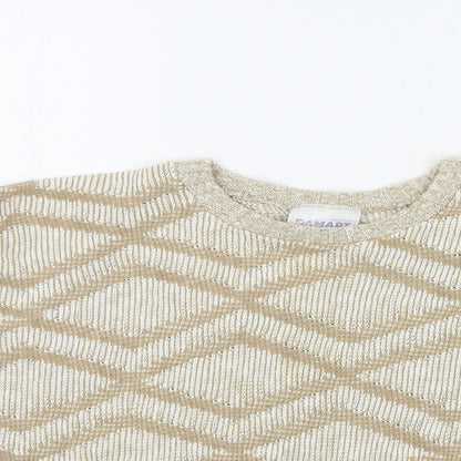 Demart Womens Brown Geometric  Pullover Jumper Size S
