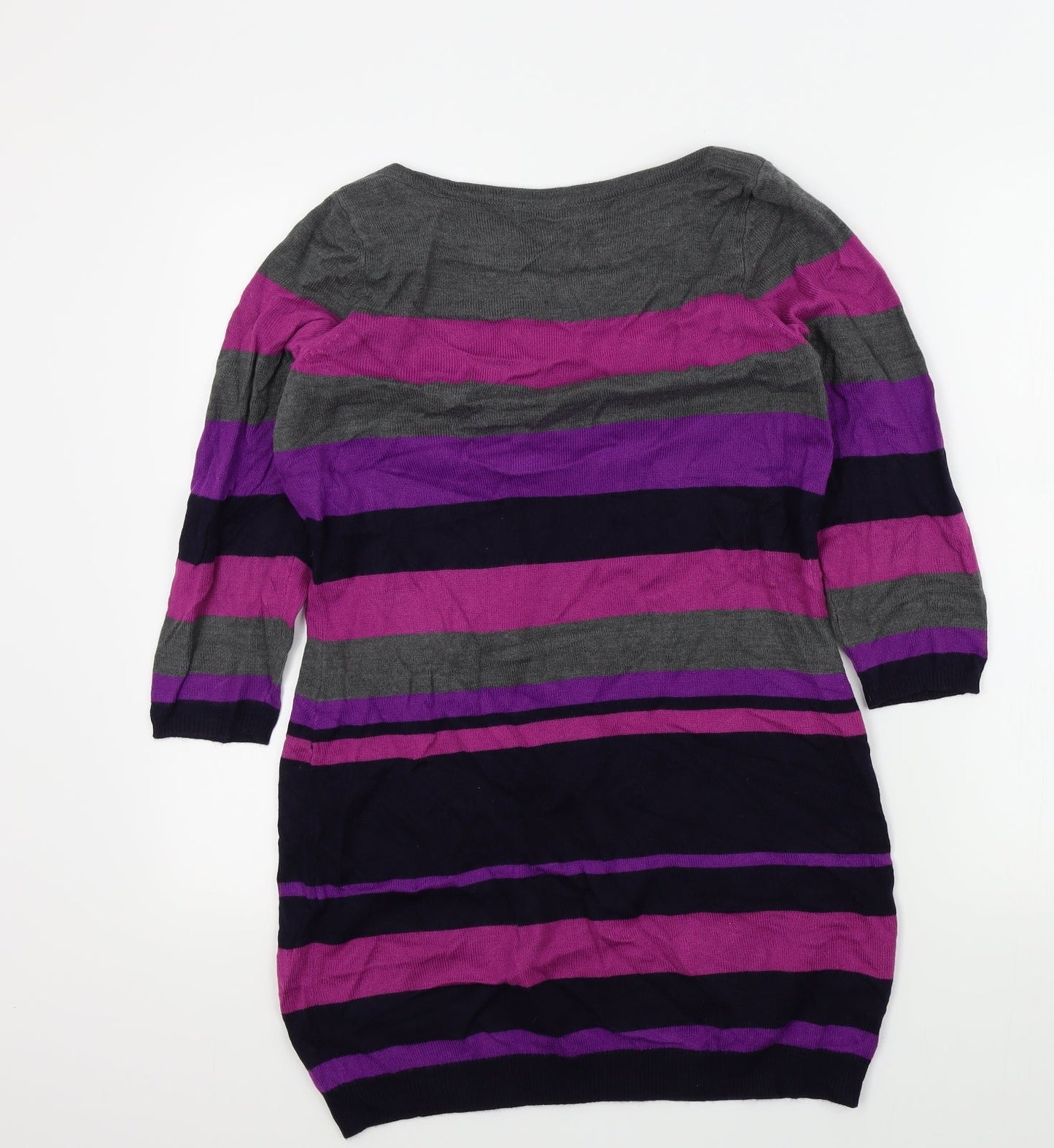 M&S Womens Green Striped  Pullover Jumper Size 12