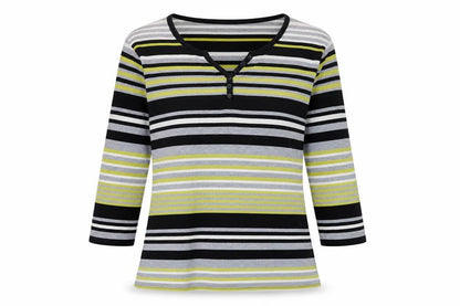 hle Womens Grey Striped  Basic T-Shirt Size M