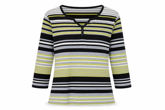 hle Womens Grey Striped  Basic T-Shirt Size M