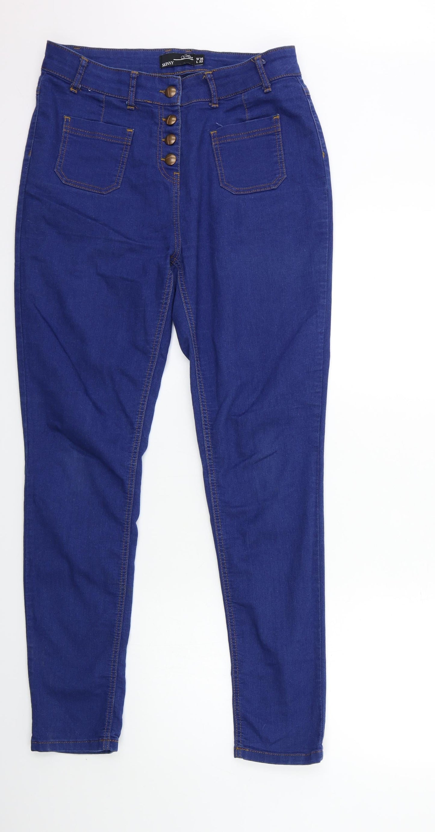 MISSO Womens Blue  Denim Skinny Jeans Size 32 in L30 in