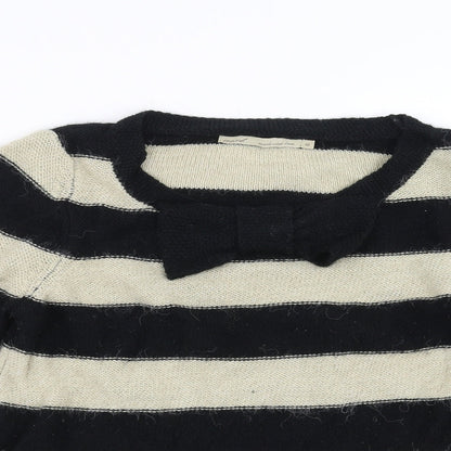 Next Womens Black Striped Knit Pullover Jumper Size 10