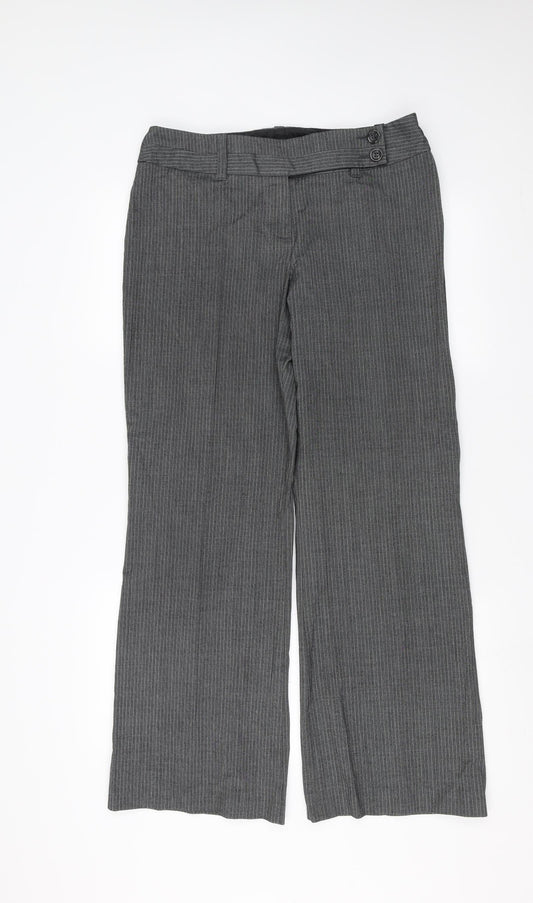 Marks and Spencer Womens Grey Striped  Trousers  Size 14 L29 in