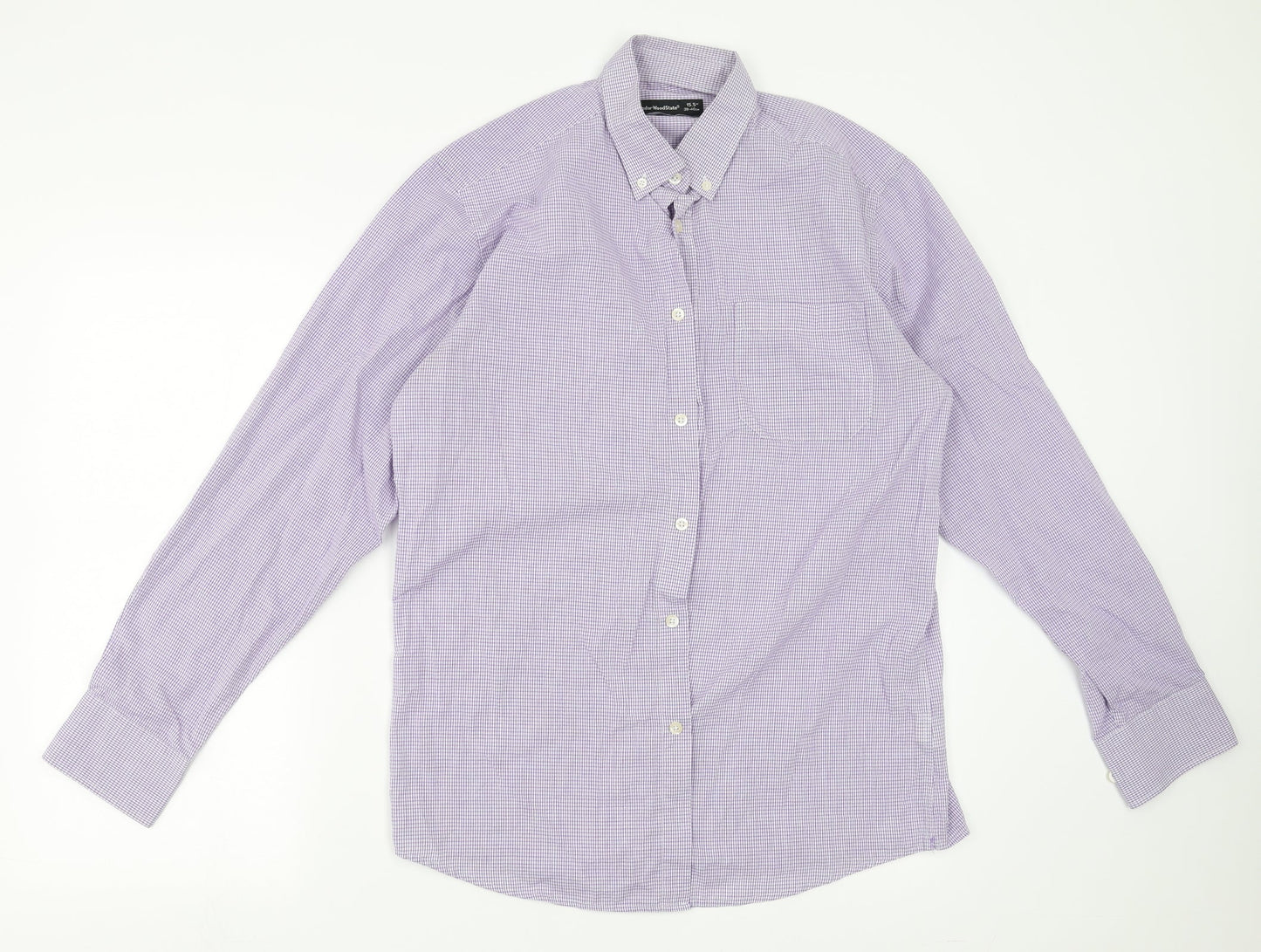 Cedar Wood State Mens Purple Check   Button-Up Size 15.5