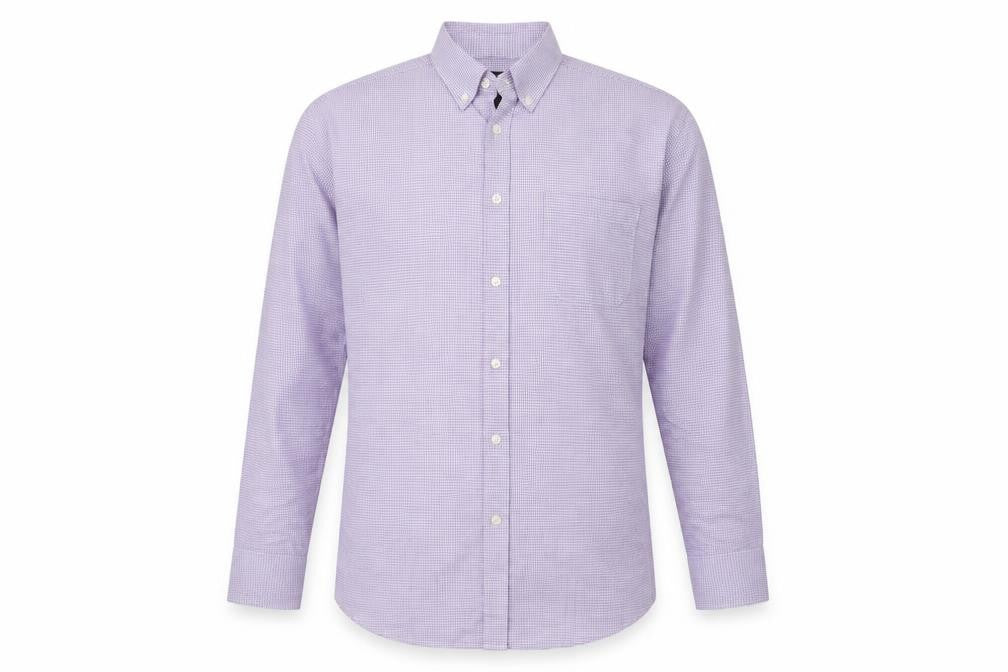 Cedarwood State Mens Purple Check Button-Up Size 15.5