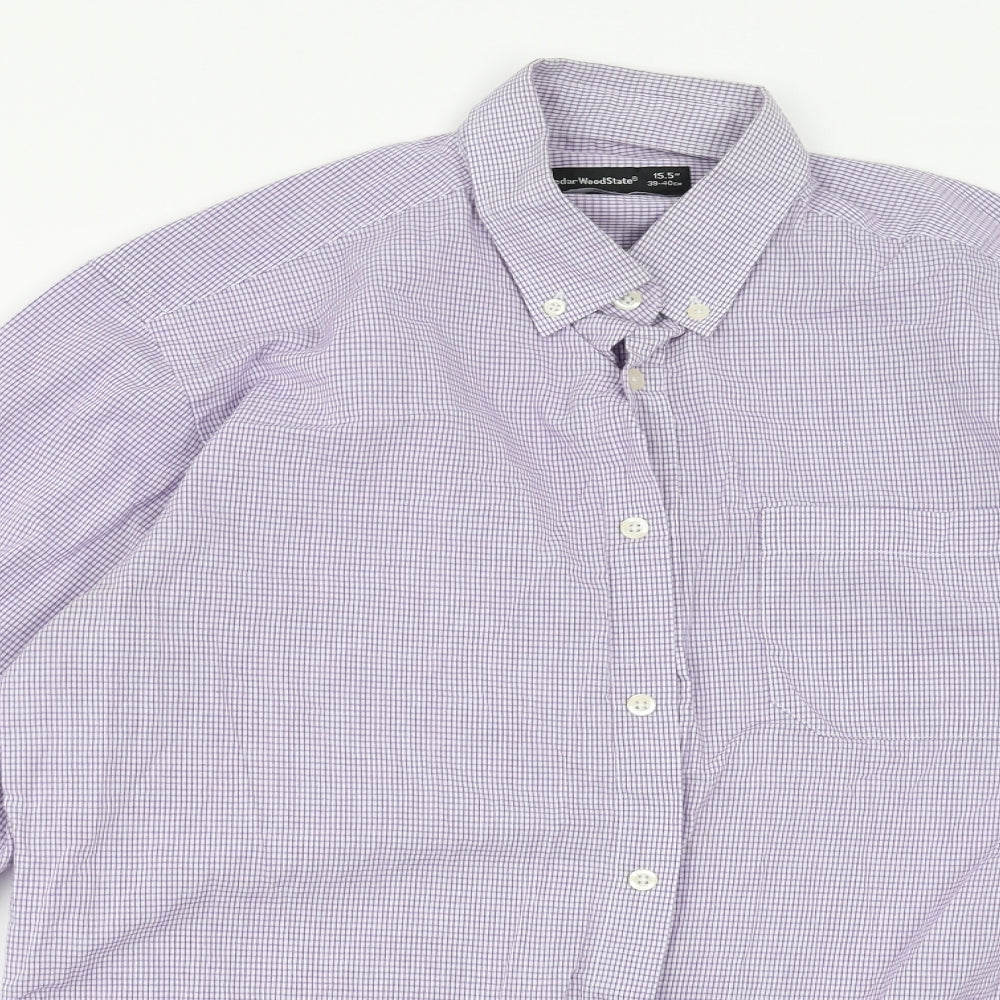 Cedar Wood State Mens Purple Check   Button-Up Size 15.5