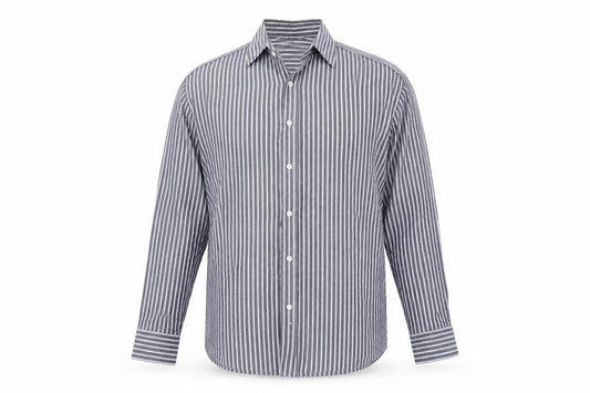 Williams & Brown Mens Blue Striped   Button-Up Size 16