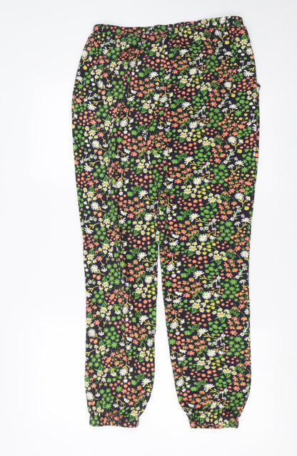 Preworn Womens Blue Floral Fleece Trousers  Size 30 in L29 in