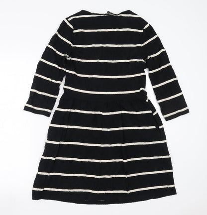 Next Womens Black Striped  Fit & Flare  Size 8