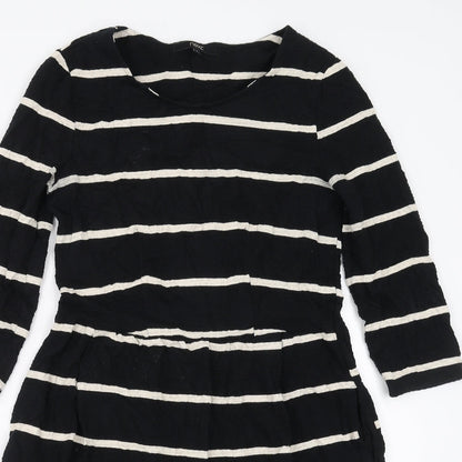 Next Womens Black Striped  Fit & Flare  Size 8