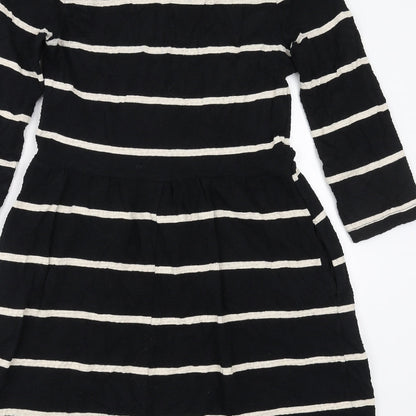 Next Womens Black Striped  Fit & Flare  Size 8
