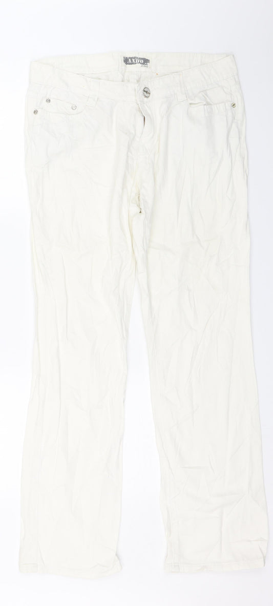 Ando Jeans Womens White  Denim Straight Jeans Size XL L30 in