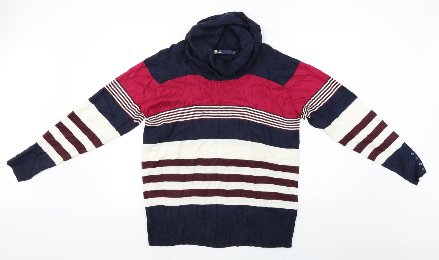 hle Womens Blue Striped  Pullover Jumper Size L