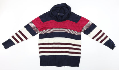 hle Womens Blue Striped  Pullover Jumper Size L