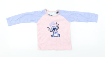 Front view of Primark girls’ blue basic t-shirt, size 3-4, years - disney