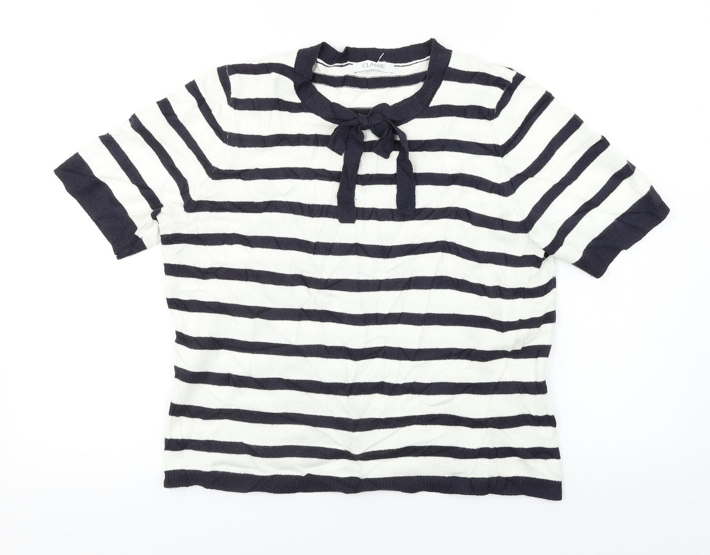 Marks and Spencer  Womens White Striped  Basic T-Shirt Size 12