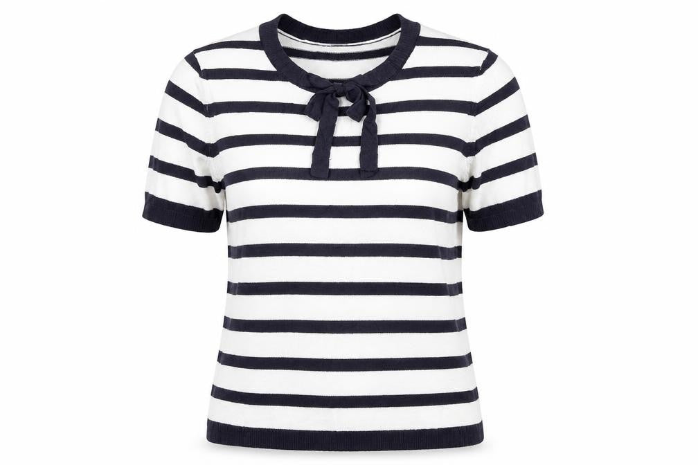Marks & Spencer  Womens White Striped  Basic T-Shirt Size 12