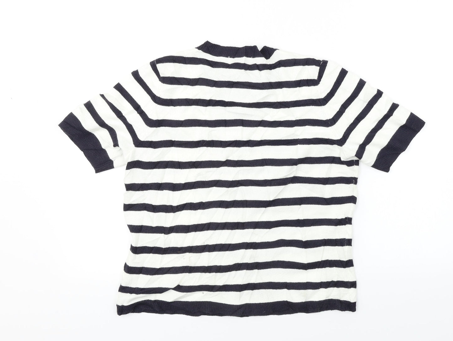 Marks and Spencer  Womens White Striped  Basic T-Shirt Size 12