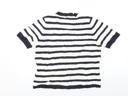 Marks & Spencer  Womens White Striped  Basic T-Shirt Size 12